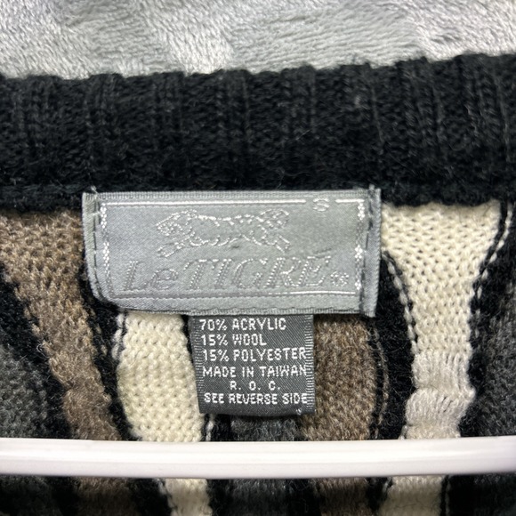 Vintage Le Tigre Sweater Mens Small 3D Knit Textured Wool Blend Cosby Granpacore - Picture 3 of 8